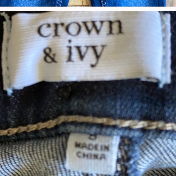 Crown & Ivy Girls Blue Denim floral cuff jeans - Picture 5 of 6